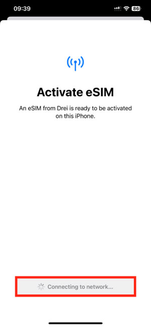 eSIM activation on iOS