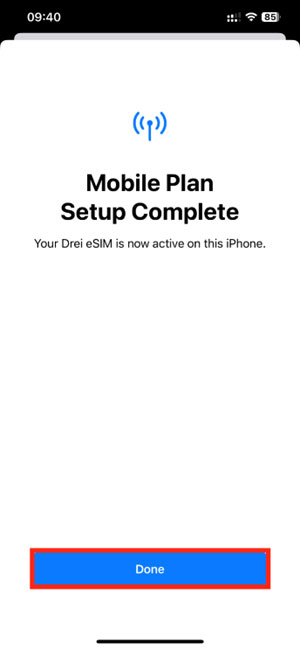 Complete iOS eSIM installation