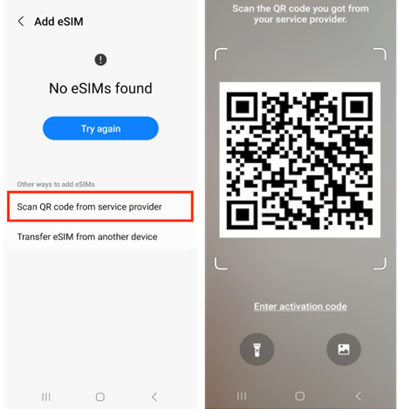 Scan QR code from service provider